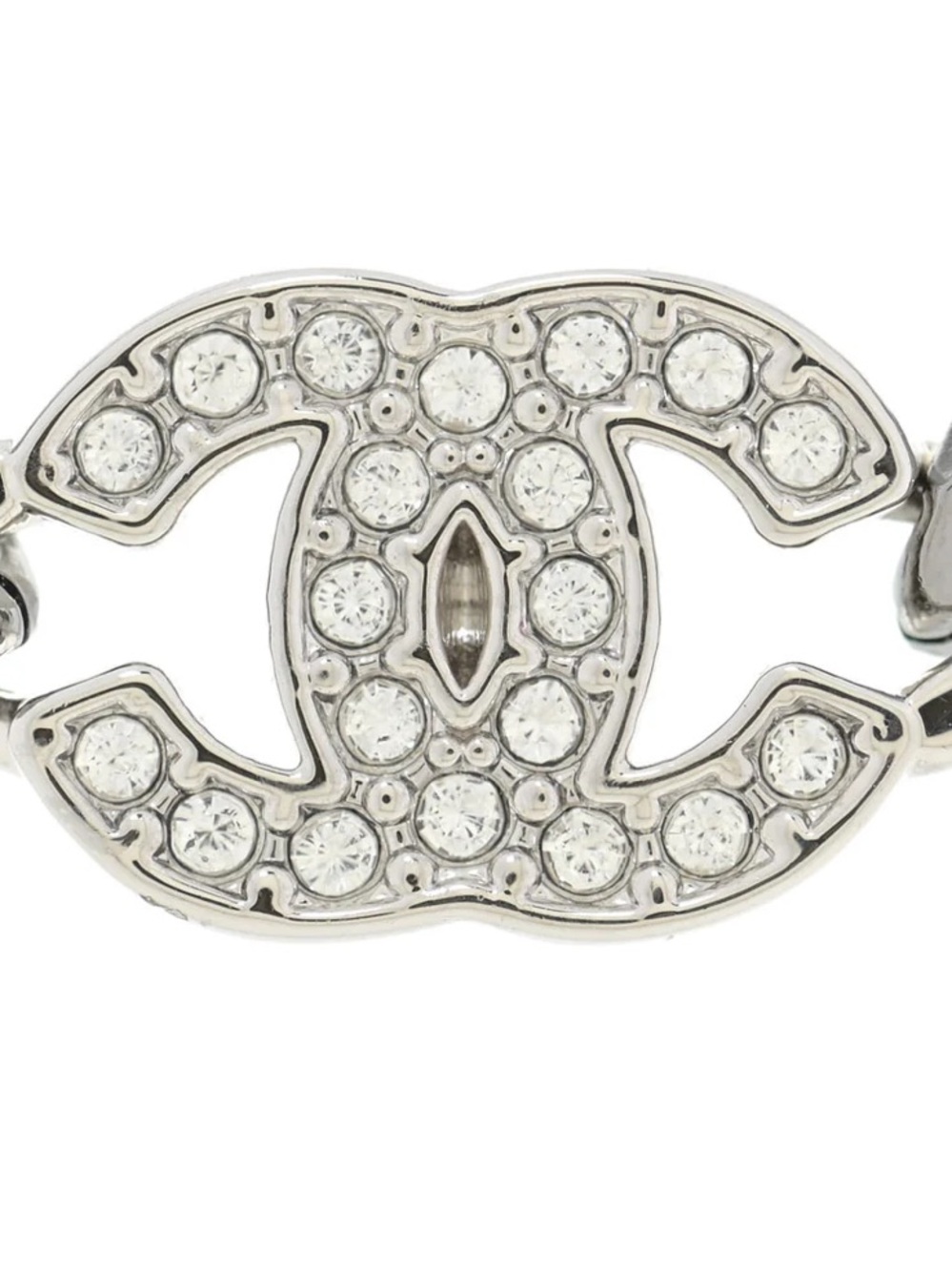 CHANEL Silver Crystal CC Link Necklace - Picture 3 of 4